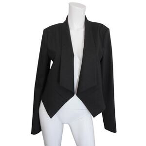 Alice + Olivia Drape Blazer Jacket Wool Crop Jacket Charcoal Gray Medium